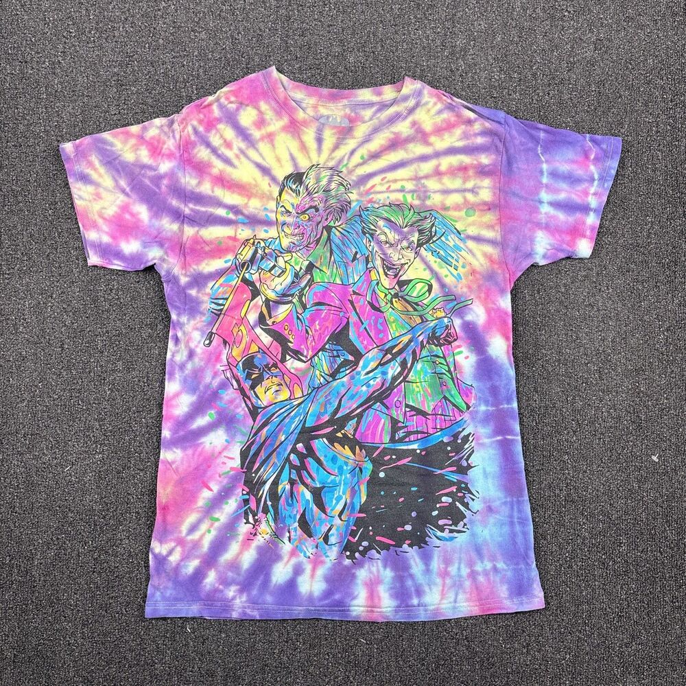 Batman T Shirt Adult Tye Dye Short Sleeve Joker Print Multicolor Size Small